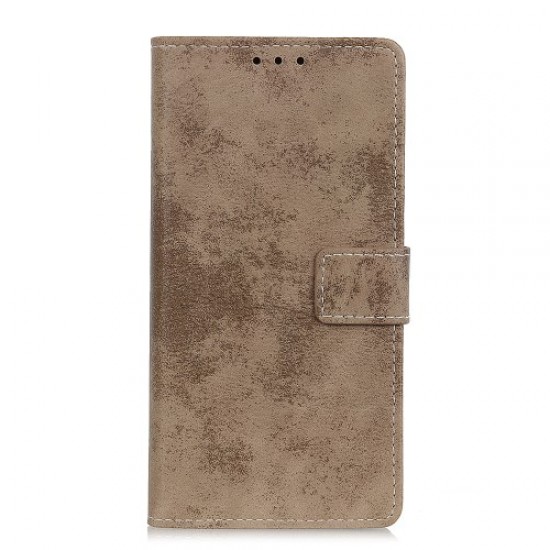 Vintage Style Leather Wallet Case for Samsung Galaxy A51 - Khaki Samsung Cases Mobile