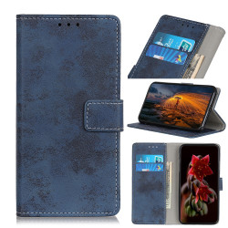 Vintage Style Leather Wallet Case for Samsung Galaxy A51 - Blue
