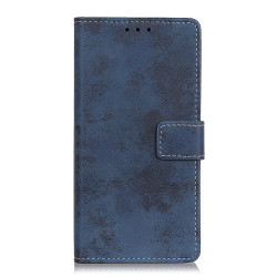 Vintage Style Leather Wallet Case for Samsung Galaxy A51 - Blue