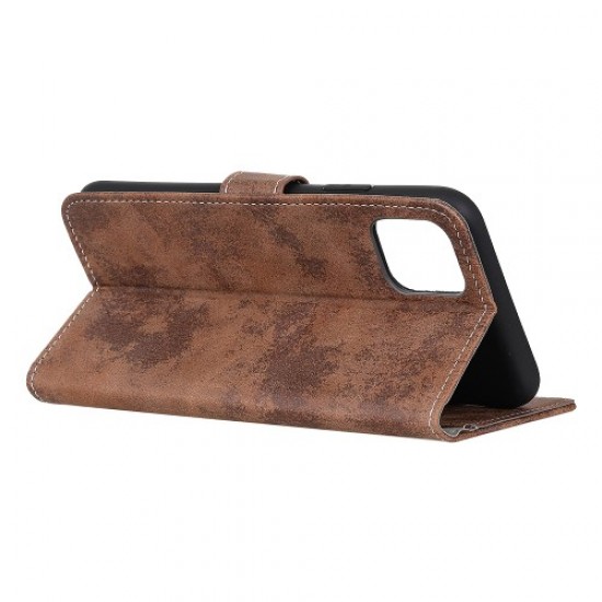 Vintage Style Leather Wallet Case for Samsung Galaxy A51 - Coffee Samsung Cases Mobile