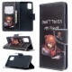 Pattern Printing Leather Wallet Case for Samsung Galaxy A51 - Brown Bear and Warning Words Samsung Cases Mobile