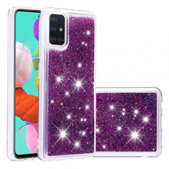 Dynamic Glitter Powder Sequins TPU Cover for Samsung Galaxy A51 - Purple Samsung Cases Mobile