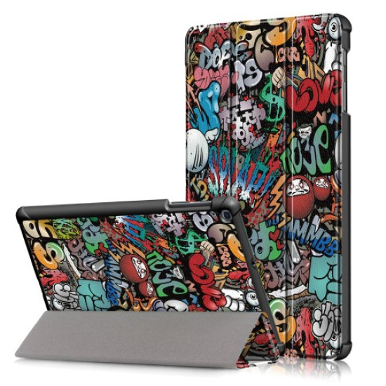 Pattern Printing Tri-fold Stand Leather Tablet Cover for Samsung Galaxy Tab A 10.1 (2019) T515/T510 - Cartoon Pattern Samsung Cases Mobile Tablet