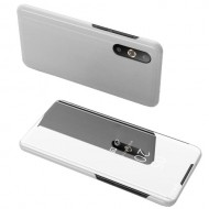 View Window Plated Mirror Surface Leather Stand Case for Samsung Galaxy A50 - Silver