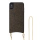 For iPhone XS Max 6.5 inch Glittery Powder TPU Shell with Metal Strap - Brown Apple Cases Mobile