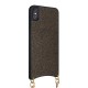 For iPhone XS Max 6.5 inch Glittery Powder TPU Shell with Metal Strap - Brown Apple Cases Mobile