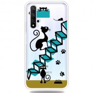 Pattern Printing Clear TPU Phone Case Cover for Huawei Honor 20S / Honor 20/nova 5T - Black Cats