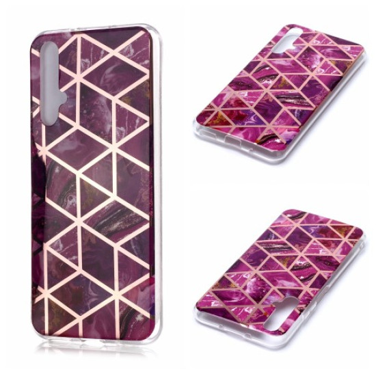 Θήκη Σιλικόνης TPU για Huawei Honor 20 / Nova 5T - Φούξια Τριγωνικά Σχέδια Huawei Θήκες Κινητών