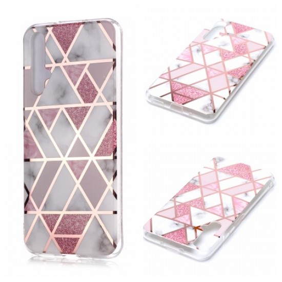 Marble Pattern Rose Gold Electroplating IMD TPU Shell for Huawei Honor 20 / nova 5T - White / Pink Huawei Cases Mobile