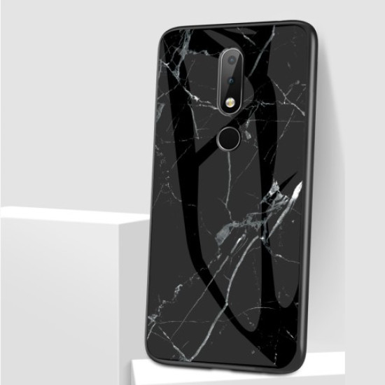 Marble Texture Tempered Glass + PC + TPU Combo Case for Nokia 4.2 (2019) - Black Nokia Cases Tablet
