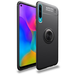 Θήκη Σιλικόνης Ενισχυμένη με Μαγνητικό Δαχτυλίδι που Κάνει Βάση Στήριξης για Huawei P Smart Plus 2019 / Honor 20 Lite - Μαύρο