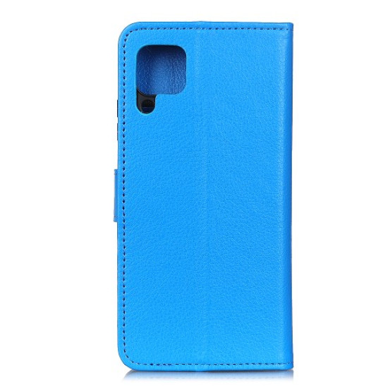 Litchi Texture Skin Leather Wallet Phone Cover for Huawei P40 lite / nova 7i / nova 6 SE - Blue Huawei Cases Mobile