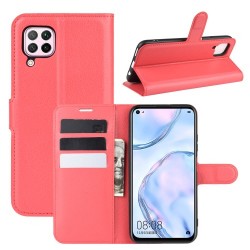 Litchi Surface Leather Wallet Case for Huawei nova 6 SE/nova 7i/P40 Lite - Red