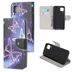 Δερμάτινη Θήκη Πορτοφόλι με Βάση Στήριξης για Huawei P40 lite / nova 7i / nova 6 SE - Αστραφτερές Πεταλούδες