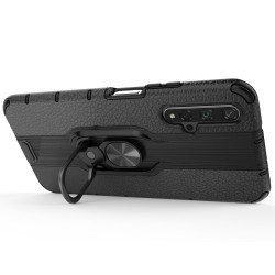 Υβριδική Θήκη Σιλικόνης και Πλαστικού με Μαγνητικό Δαχτυλίδι που Κάνει Βάση Στήριξης για Huawei Honor 20 / nova 5T - Μαύρο