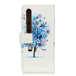 Pattern Printing PU Leather Wallet Stand Phone Case for Xiaomi Mi 10 5G/Mi 10 Pro 5G - Blue Tree with Birdcage Pattern Printing PU Leather Wallet Stand Phone Case for Xiaomi Mi 10 5G/Mi 10 Pro 5G - Blue Tree with Birdcage