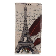 Pattern Printing PU Leather Wallet Stand Phone Case for Xiaomi Mi 10 5G/Mi 10 Pro 5G - Eiffel Tower and Letters