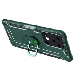 Υβριδική Θήκη Σιλικόνης και Πλαστικού με Δαχτυλίδι που Κάνει Βάση Στήριξης για Samsung Galaxy S20 Plus - Πράσινο