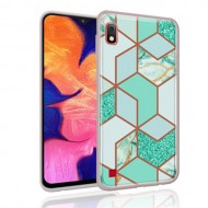 Θήκη Σιλικόνης TPU με Σκληρή Πλάτη για Samsung Galaxy A10 - Πράσινα και Χρυσά Σχέδια