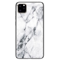 Marble Grain Pattern Tempered Glass PC + TPU Hybrid Shell for iPhone 11 Pro 5.8 inch - White