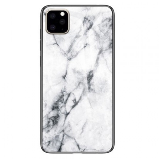 Marble Grain Pattern Tempered Glass PC + TPU Hybrid Shell for iPhone 11 Pro 5.8 inch - White Apple Cases Mobile