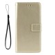 Crazy Horse Wallet Stand Leather Case with Strap for iPhone XS/X - Gold Apple Cases Mobile