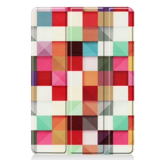 Pattern Printing PU Leather Tri-fold Stand Tablet Case for iPad 10.2 (2019) - Colorful Squares Apple Cases Tablet