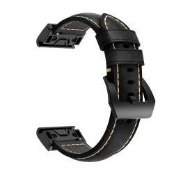 Genuine Leather Watch Band Replacement Strap for Garmin Fenix 5 - Black Genuine Leather Watch Band Replacement Strap for Garmin Fenix 5 - Black