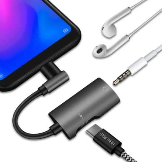 DUX DUCIS USB Type-C to 3.5mm Jack Aux Audio + Type-C Female Charging Port Cable Adapter Cables Adapters & Chargers