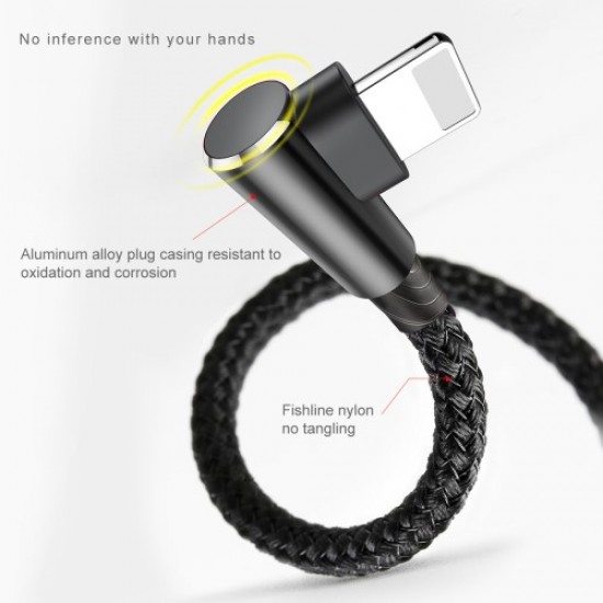 BASEUS MVP Elbow 3.5A 1.2m Lightning 8pin + Type C + Micro USB 3-in-1 Data Charge Cable - Black Cables Adapters & Chargers