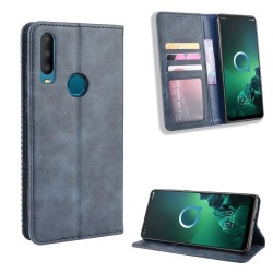 Retro Style PU Leather Wallet Stand Phone Casing for Alcatel 3X (2019) - Blue Retro Style PU Leather Wallet Stand Phone Casing for Alcatel 3X (2019) - Blue