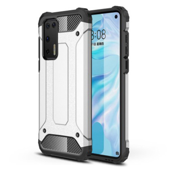 Armor Guard Hard Plastic + TPU Hybrid Phone Shell for Huawei P40 - Silver Huawei Cases Mobile