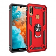 PC+TPU Kickstand Phone Cover for Huawei Y6 (2019, with Fingerprint Sensor) / Y6 Prime (2019) - Red
