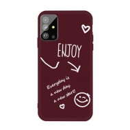 Letters Printing Frosted TPU Back Casing for Samsung Galaxy S20 - Wine Red