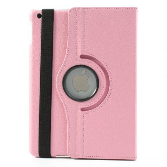 Περιστρεφόμενη Δερμάτινη Θήκη Βιβλίο με Βάση Στήριξης για iPad Air - Ροζ Apple Θήκες Tablet