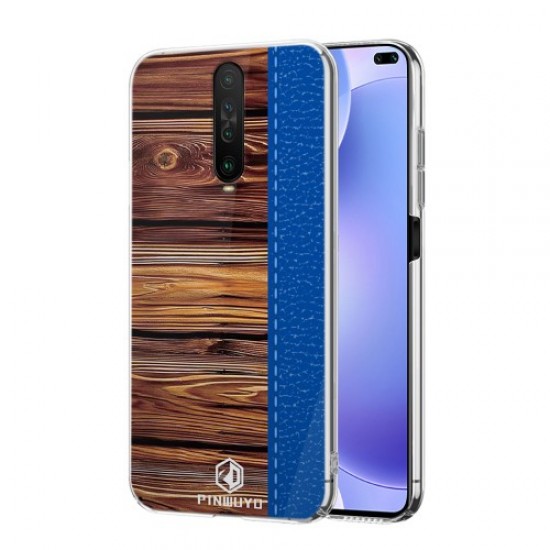 PINWUYO Pin Dun Series Wood Grain Pattern Drop-proof TPU Phone Case for Xiaomi Redmi K30 - Blue XIAOMI Cases Mobile