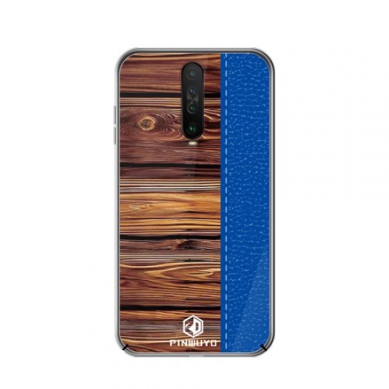PINWUYO Pin Dun Series Wood Grain Pattern Drop-proof TPU Phone Case for Xiaomi Redmi K30 - Blue XIAOMI Cases Mobile