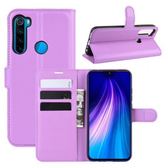 Litchi Skin Design Leather Case for Xiaomi Redmi Note 8T - Purple XIAOMI Cases Mobile