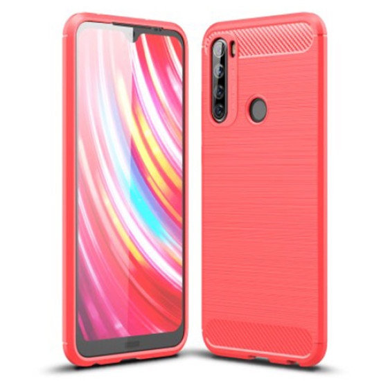 Θήκη Σιλικόνης TPU Carbon Fiber Brushed για Xiaomi Redmi Note 8T - Κόκκινο XIAOMI Θήκες Κινητών