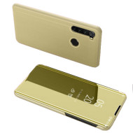 Plated Mirror Surface View Window Leather Stand Case for Xiaomi Redmi Note 8 - Gold