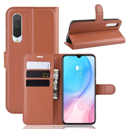 Litchi Skin Leather Wallet Case for Xiaomi Mi CC9 / Mi CC9 Meitu Edition/ Mi 9 Lite - Brown XIAOMI Cases Mobile