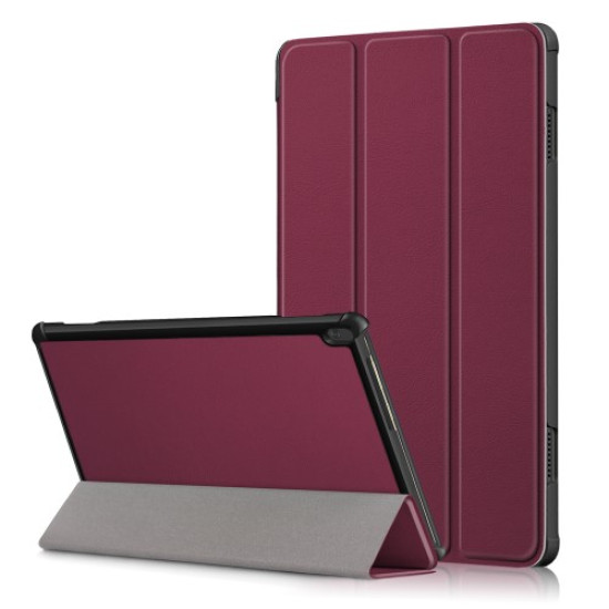 Tri-fold Stand Leather Smart Case for Lenovo Tab M10 TB-X605F/TB-X505 - Wine Red Lenovo Cases Mobile Tablet