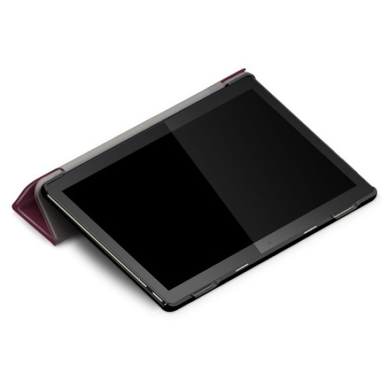 Tri-fold Stand Leather Smart Case for Lenovo Tab M10 TB-X605F/TB-X505 - Wine Red Lenovo Cases Mobile Tablet