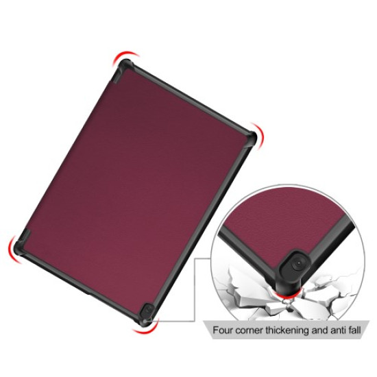 Tri-fold Stand Leather Smart Case for Lenovo Tab M10 TB-X605F/TB-X505 - Wine Red Lenovo Cases Mobile Tablet