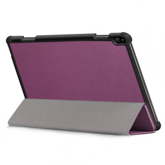 Tri-fold Stand PU Leather Smart Tablet Shell for Lenovo Tab P10 TB-X705F - Purple Lenovo Cases Mobile Tablet