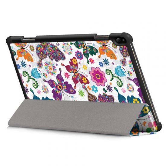 Pattern Printing Tri-fold Stand Smart Leather Flip Case for Lenovo Tab P10 TB-X705F - Pretty Butterflies Pattern Lenovo Cases Mobile Tablet