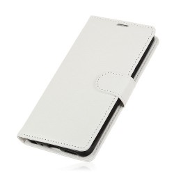 Litchi Skin Wallet Leather Stand Cover for Huawei P30 Lite - White