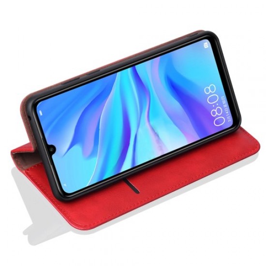 Auto-absorbed Crazy Horse Vintage Leather Stand Case for Huawei P30 Lite / nova 4e - Red Huawei Cases Mobile