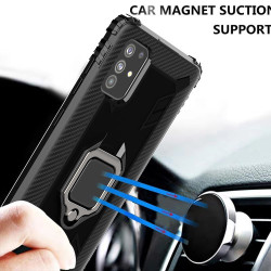 Υβριδική Θήκη Σιλικόνης και Πλαστικού με Δαχτυλίδι που Κάνει Βάση Στήριξης για Samsung Galaxy A71 - Μαύρο