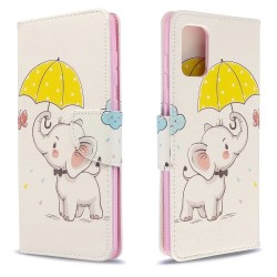 Δερμάτινη Θήκη Πορτοφόλι με Βάση Στήριξης για Samsung Galaxy A71 - Χαριτωμένο Ελεφαντάκι